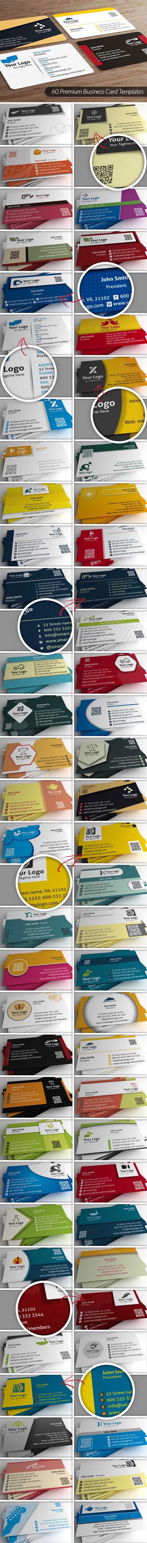 60 Fully Customizable Business Cards PSD Templates