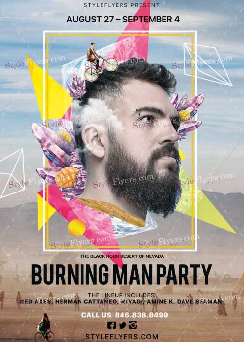 Burning Man Party V2 PSD Flyer Template