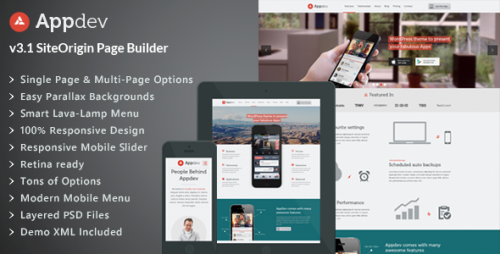 [NULLED] Appdev v3.6 - Mobile App Showcase WordPress Theme product picture