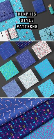 EPS, JPG, PNG Vector Patterns - Memphis Style