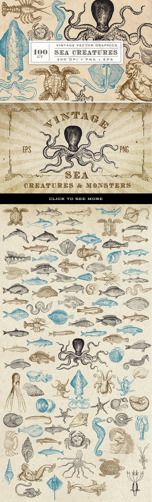 Antique Sea Creatures & Monsters 536638