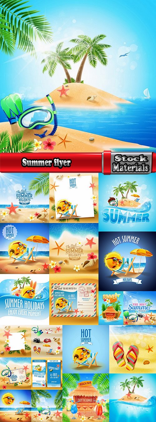Summer flyer banner sticker holiday vacation vacation icon 21 EPS