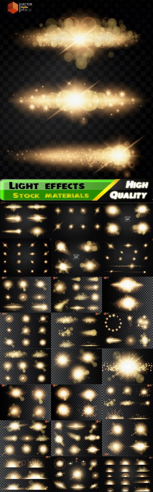Gloving light effects ray shining star sun particles and sparks 25 Eps