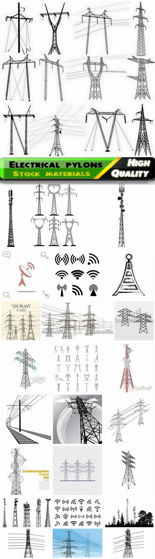 Electrical pylons and antenna communication tower 25 Eps