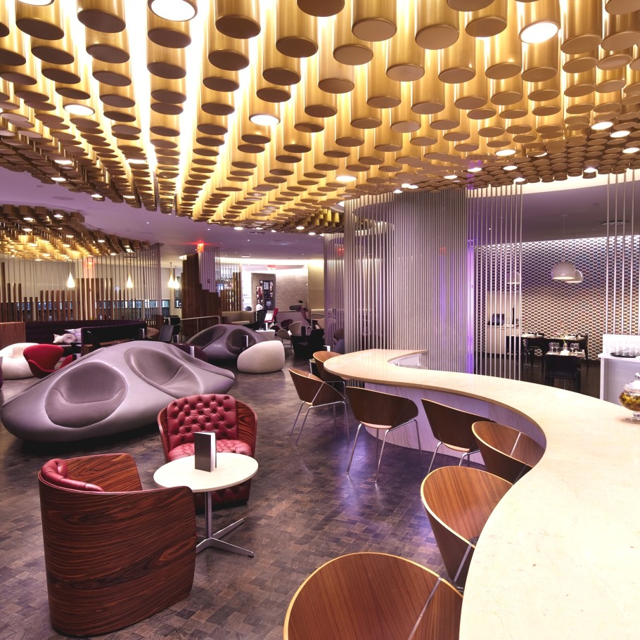 Зал ожидания virgin atlantic clubhouse jfk — стильный проект от slade architecture, нью-йорк, сша