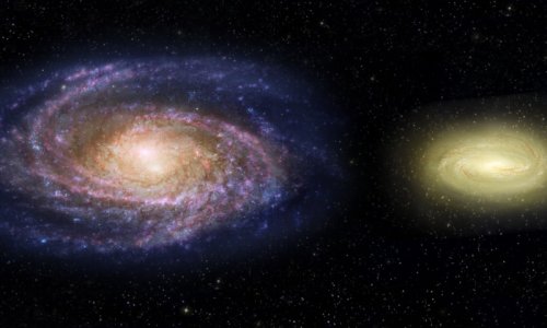 Галактика MACS2129-1 и галактика Млечного Пути