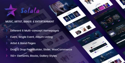NULLED Solala Music v3.6 - Music WordPress Theme graphic