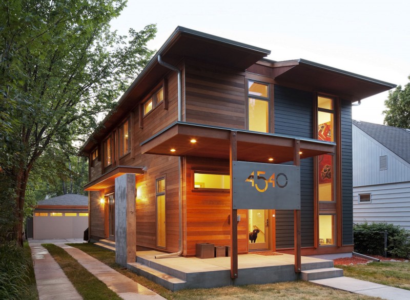 Великолепный энергоэффективный дом urban green project от sala architects для сбережения бюджета, миннесота, сша