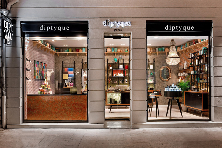 Эпатажный дизайн магазина элитной парфюмерии diptyque ville rose