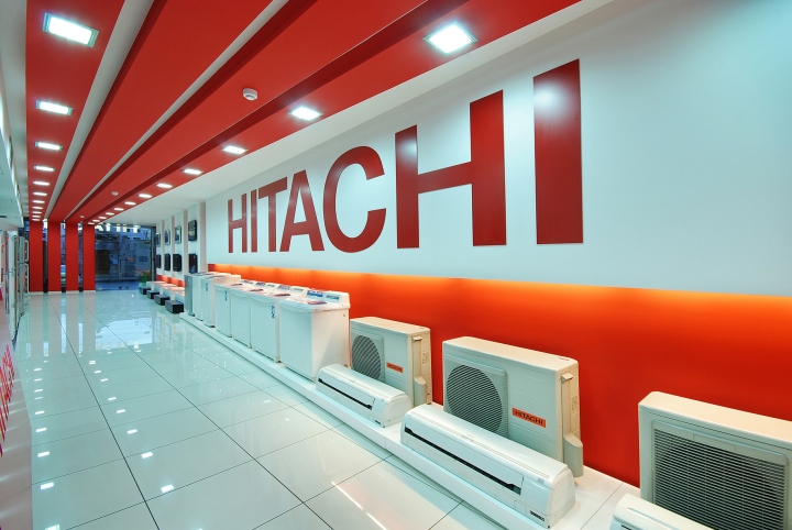 Идеи современного дизайна в концептуальном интерьере магазина бытовой техники hitachi