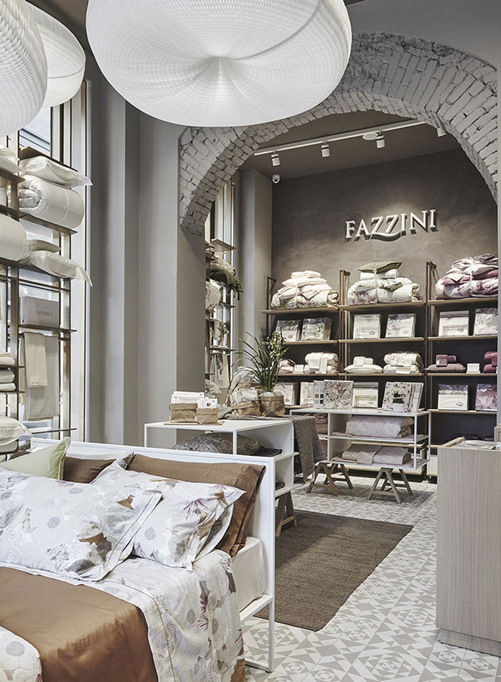 Изысканный дизайн магазина текстиля fazzini в милане
