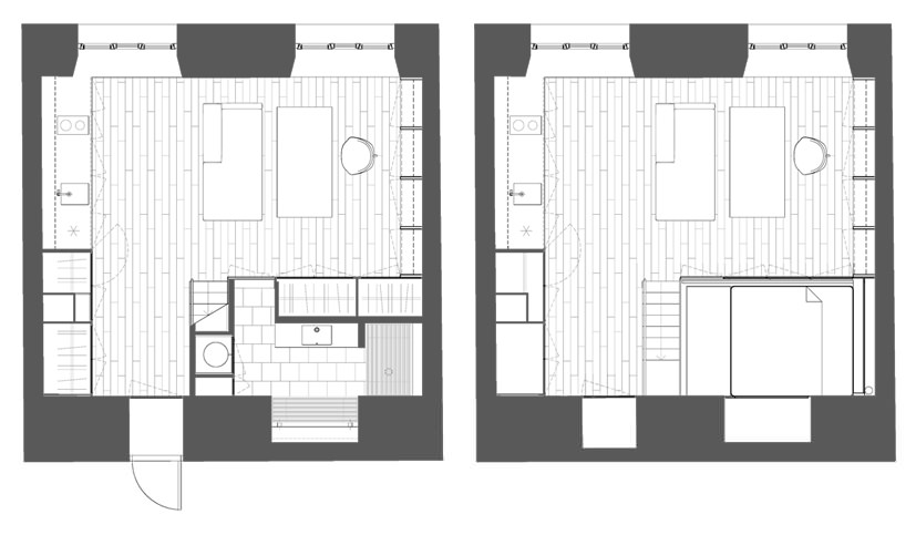 Дизайн двухуровневой квартиры со спальней на втором этаже