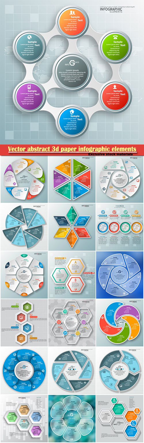 Vector abstract 3d paper infographic elements
